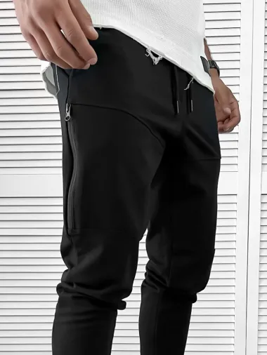 Pantaloni de trening negri conici 12110 S5-4