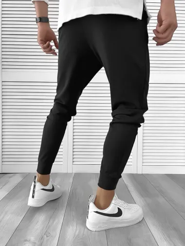 Pantaloni de trening negri conici 12111 Z17-4