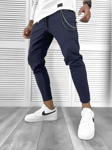 Pantaloni de trening bleumarin conici 12108 119-4