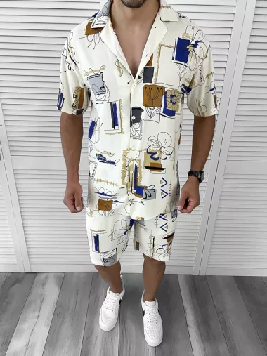 Compleu de vara camasa imprimeu + pantaloni 12058 O2-3.2