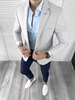 Sacou barbati slim fit gri 020 88-2.3 Sacou barbati slim fit gri 020 88-2.3