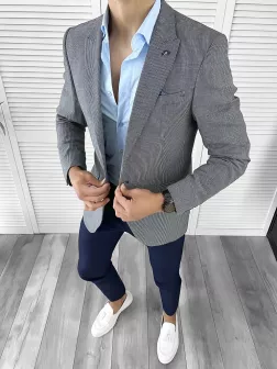 Sacou barbati slim fit bleumarin 3470 21-3.3
