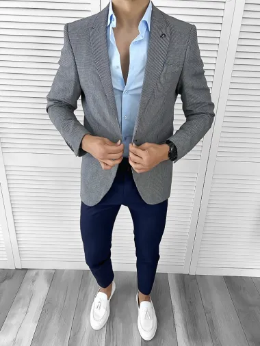 Sacou barbati slim fit bleumarin 3470 21-3.3