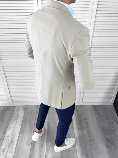Sacou barbati slim fit bej 876 Y7-4