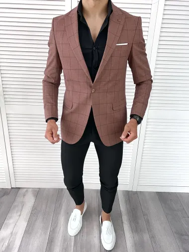 Sacou barbati slim fit in carouri 11977 P18-5.1