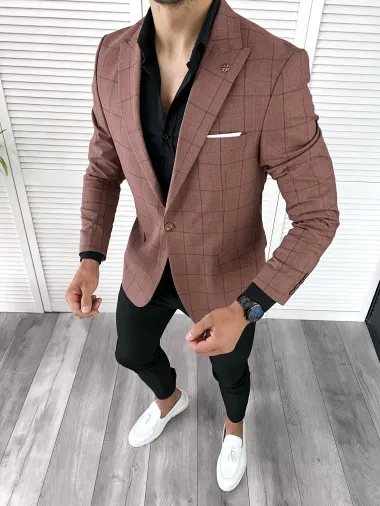 Sacou barbati slim fit in carouri 11977 P18-5.1