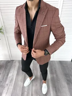 Sacou barbati slim fit in carouri 11977 P18-5.1