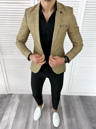 Sacou barbati slim fit in carouri 11978 D3-5.1