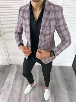 Sacou barbati slim fit in carouri 11982 P19-3.3