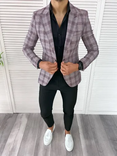 Sacou barbati slim fit in carouri 11982 P19-3.3