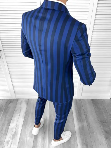 Costum barbati slim fit in carouri sacou + pantaloni 1047 14-3.3