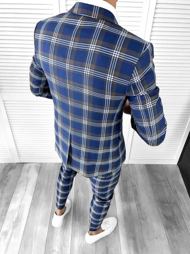 Costum barbati slim fit (PANTALONI + Vesta) 42261 O3-4.3