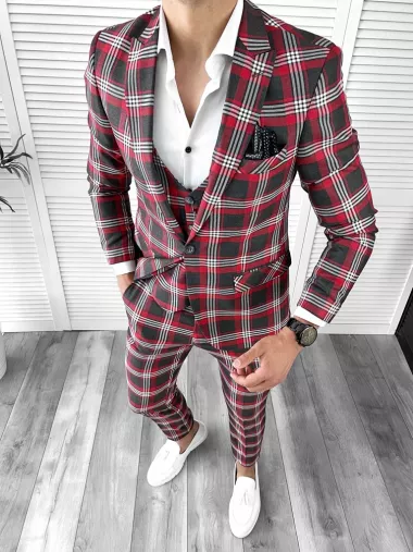 Costum barbati slim fit + Vesta A7808 84-4 - Y1-2