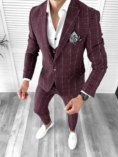 Costum barbati slim fit + Vesta GRENA B5361 O1-3.1