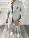 Costum barbati gri slim fit in sacou + pantaloni 11729 N8-4.2