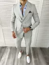 Costum barbati gri slim fit in sacou + pantaloni 11729 N8-4.2