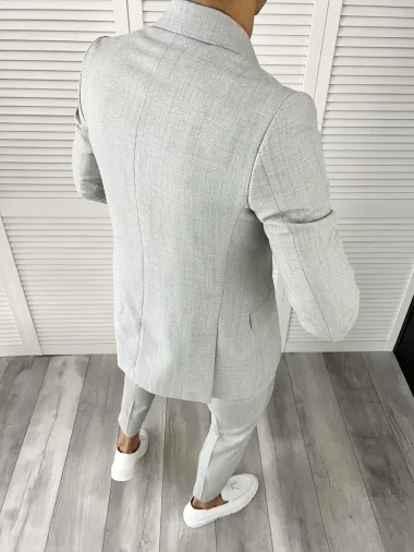 Costum barbati gri slim fit in sacou + pantaloni 11729 P20-2.3