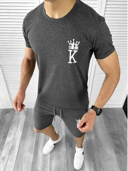 Trening barbati gri inchis pantaloni + tricou 11698 P20-4.3