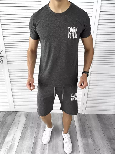 Trening barbati gri inchis pantaloni + tricou 11699 111-2.3