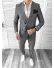 Costum barbati gri inchis in dungi slim fit in sacou + pantaloni 11712 P20-1.1
