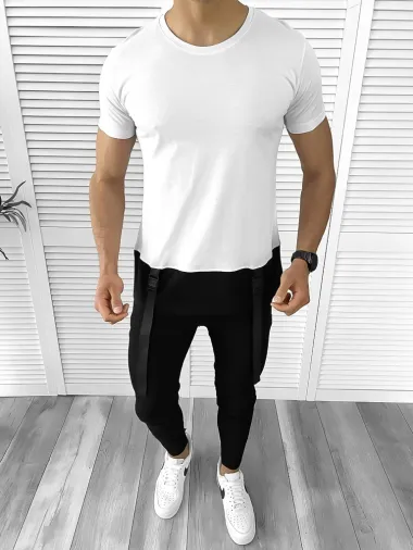 Tricou barbati slim fit alb B1957 