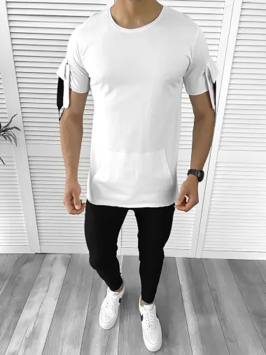 Tricou barbati alb slim fit CU MIC DEFECT DEFB9346