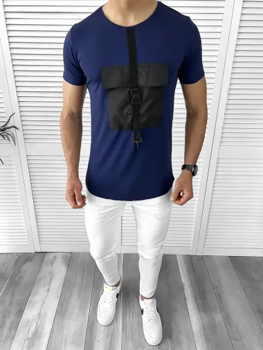 Tricou barbati slim fit bleumarin B1975 D3-1.1