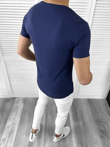 Tricou barbati slim fit bleumarin B1975 D3-1.1