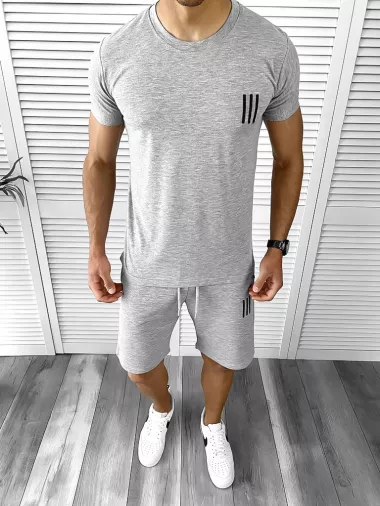 Trening barbati gri deschis pantaloni + tricou 10588 31-4