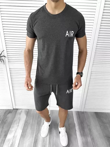 Trening barbati gri inchis pantaloni + tricou 10589 33-2