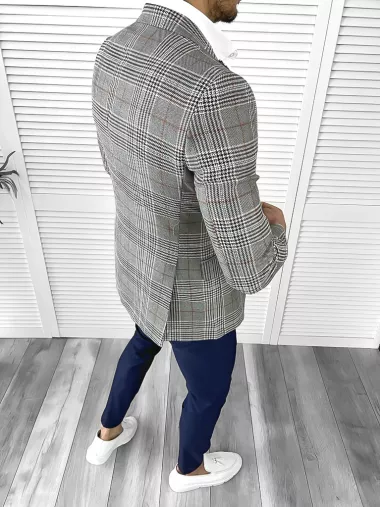 Sacou barbati slim fit in carouri 704 x13