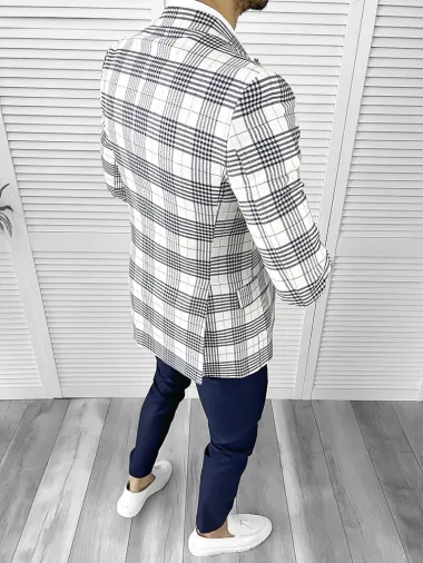 Sacou barbati slim fit in carouri 715 37-5