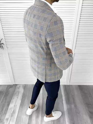 Sacou barbati slim fit albastru 732 I9-4