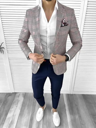 Sacou barbati slim fit rosu 732 6-1.1