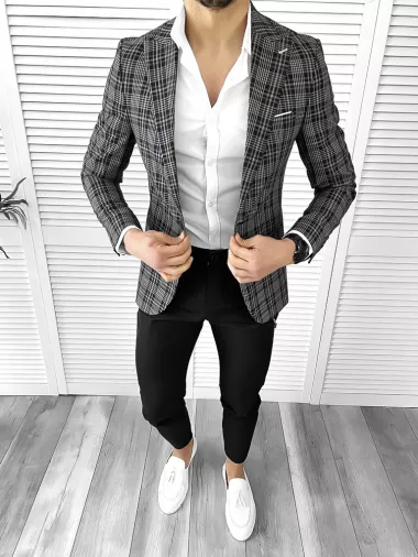 Sacou barbati slim fit gri 1162 29-3.1 Sacou barbati slim fit gri 1162 29-3.1