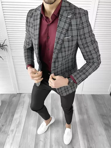 Sacou barbati slim fit gri 1162 29-3.1 Sacou barbati slim fit gri 1162 29-3.1