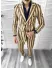 Costum barbati slim fit in carouri sacou + pantaloni bej 1047 i16-5.3