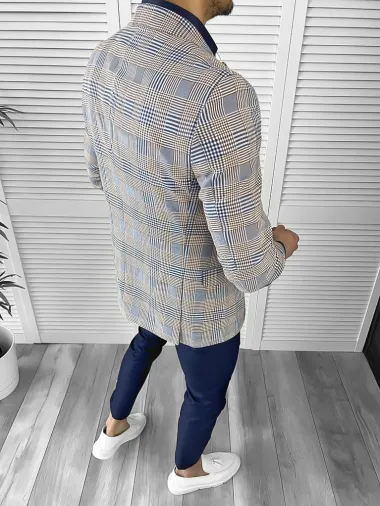Sacou barbati slim fit albastru 732 I9-3