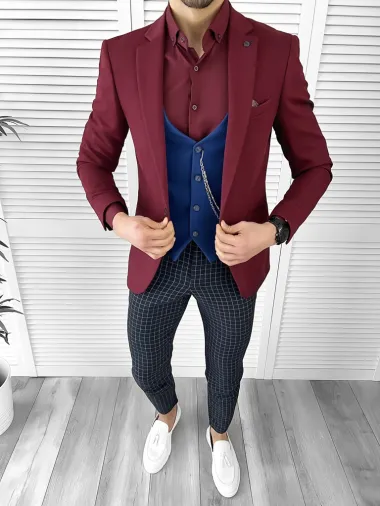 Tinuta barbati smart casual Pantaloni + Camasa + Sacou+Vesta 10454