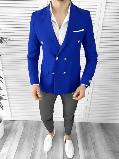 Sacou barbati slim fit albastru 041 P20-1.2