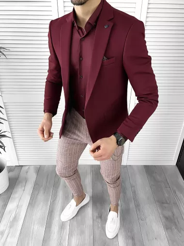 Sacou barbati slim fit grena 10323 50-4 Sacou barbati slim fit grena 10323 50-4