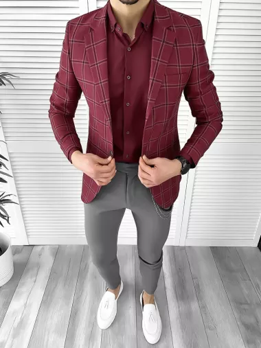 Sacou barbati slim fit grena 10324 S1-3