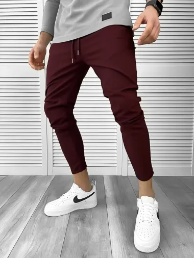 Pantaloni barbati casual regular fit grena 7086 123-2