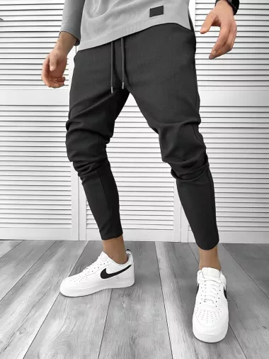 Pantaloni barbati casual regular fit gri inchis 7086 111-5