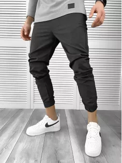 Pantaloni barbati casual regular fit gri inchis 7182 113-5