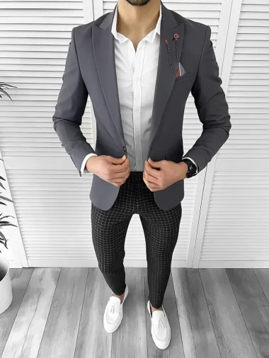 Sacou barbati slim fit gri 10273 P19-2.3