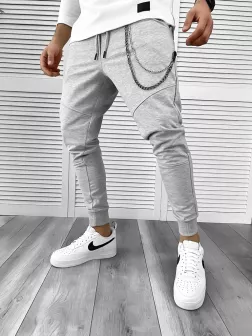 Pantaloni de trening gri conici 10141 O1-3