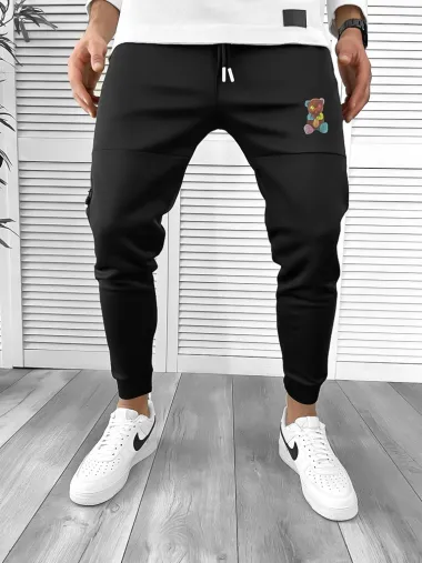 Pantaloni de trening negri conici 10238 79-2