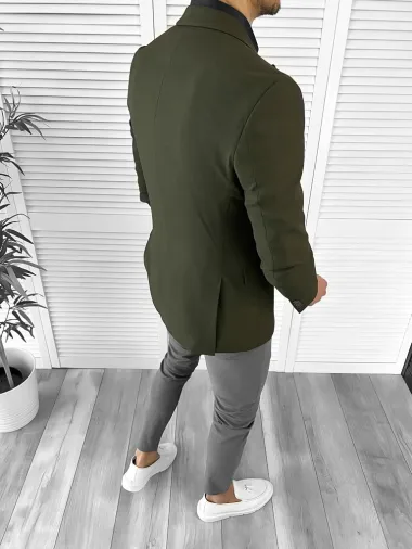 Sacou barbati slim fit kaki 10204 O2-2.3