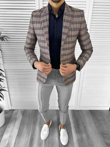 Sacou barbati slim fit in carouri 10205 P20-5.2